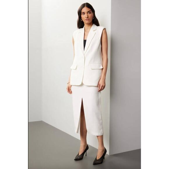 Endless Rose Off White Linen Oversized Vest Blazer Sz M - Picture 4 of 9